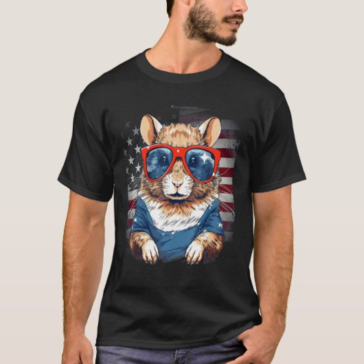 4th Of July US Flag Gerbil 2 T-shirt (Voorkant)
