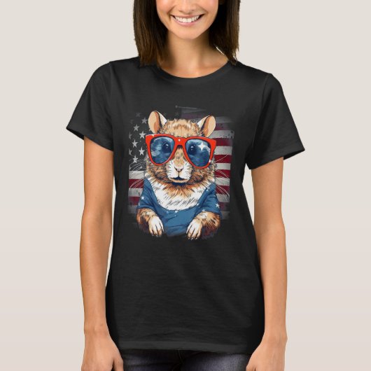 4th Of July US Flag Gerbil 2 T-shirt (Voorkant)