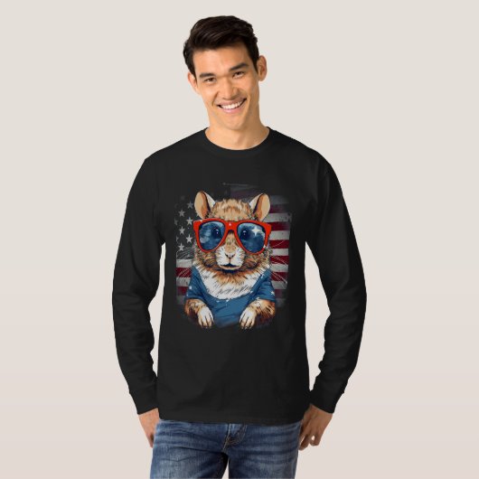 4th Of July US Flag Gerbil 2 T-shirt (Voorkant volledig)