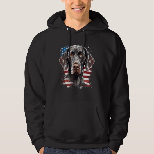 4th Of July US Flag German Shorthaired Pointer Dog Hoodie (Voorkant)