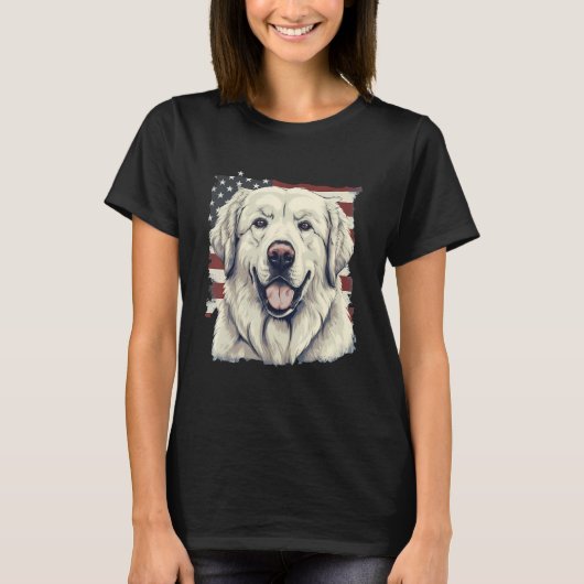 4th Of July US Flag Great Pyrenees Dog 1 T-shirt (Voorkant)