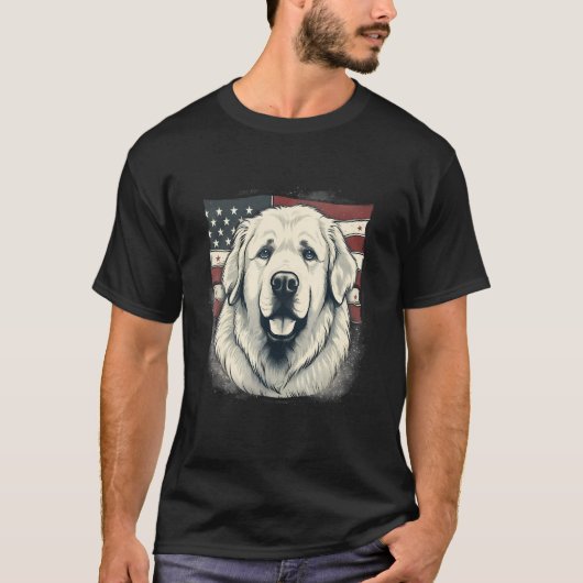 4th Of July US Flag Great Pyrenees Dog T-shirt (Voorkant)