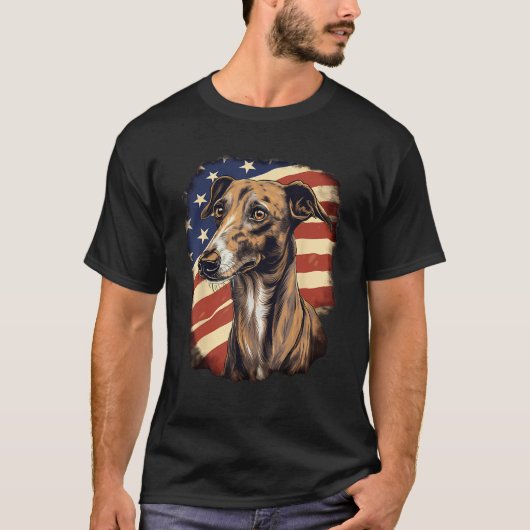 4th Of July US Flag Greyhound Dog 2 T-shirt (Voorkant)