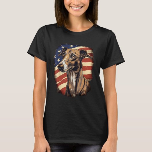 4th Of July US Flag Greyhound Dog 2 T-shirt (Voorkant)