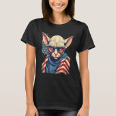 4th Of July US Flag Hairless Sphinx Cat 1 T-shirt (Voorkant)