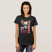 4th Of July US Flag Hairless Sphinx Cat T-shirt (Voorkant volledig)