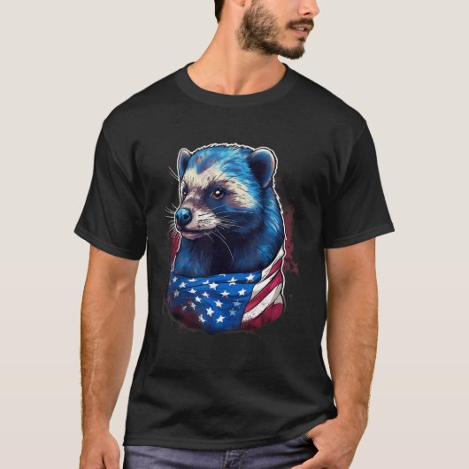 4th Of July US Flag Honey Badger T-shirt (Voorkant)