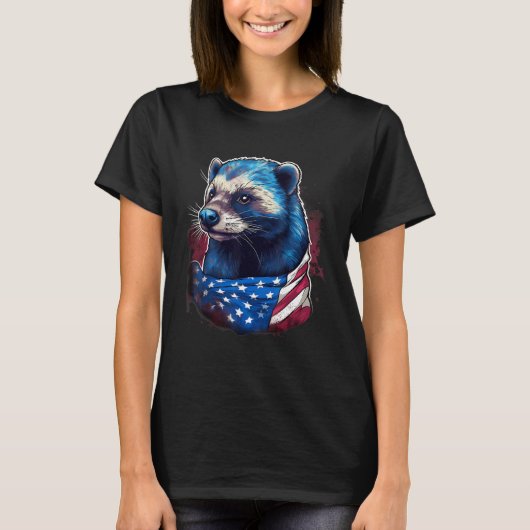 4th Of July US Flag Honey Badger T-shirt (Voorkant)