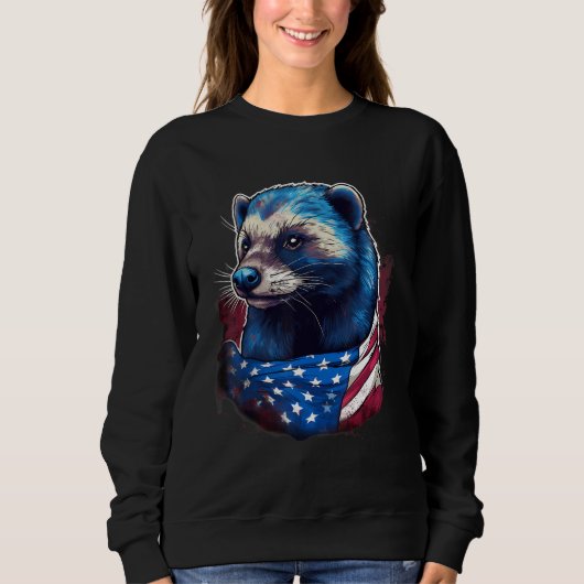 4th Of July US Flag Honey Badger Trui (Voorkant)