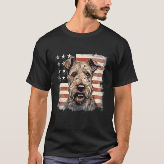 4th Of July US Flag Irish Terrier Dog T-shirt (Voorkant)