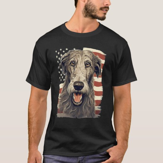 4th Of July US Flag Irish Wolfhound Dog 1 T-shirt (Voorkant)