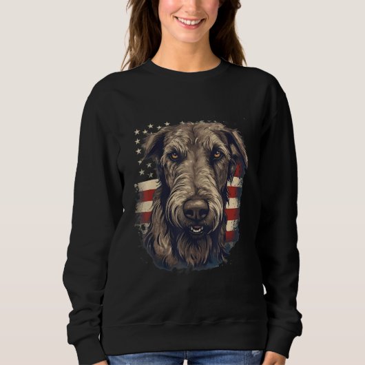 4th Of July US Flag Irish Wolfhound Dog 2 Trui (Voorkant)
