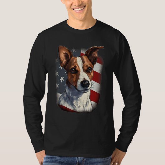 4th Of July US Flag Jack Russell Dog T-shirt (Voorkant)