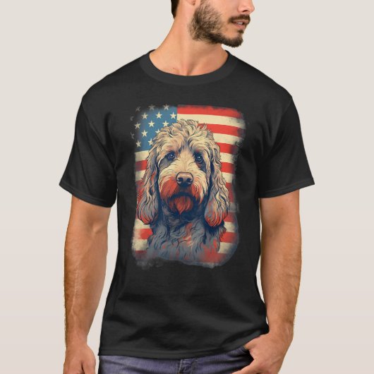 4th Of July US Flag Labradoodle Dog T-shirt (Voorkant)