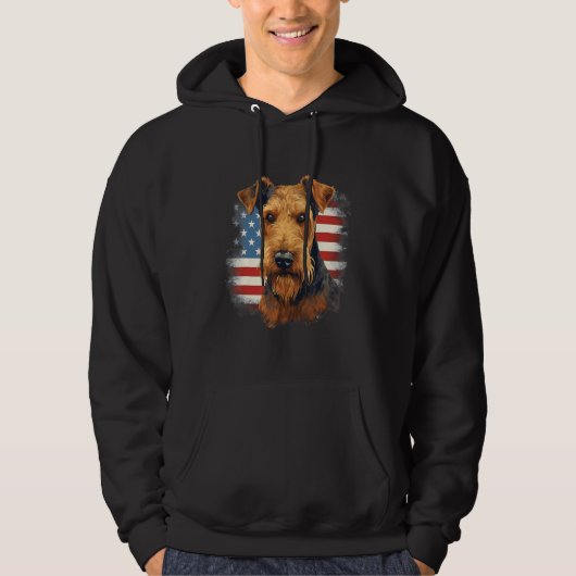 4th Of July US Flag Lakeland Terrier Dog Hoodie (Voorkant)