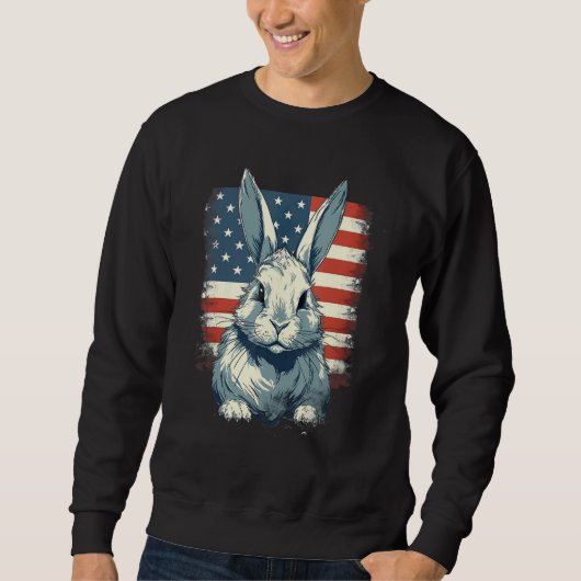 4th Of July US Flag Lionhead Rabbit Trui (Voorkant)