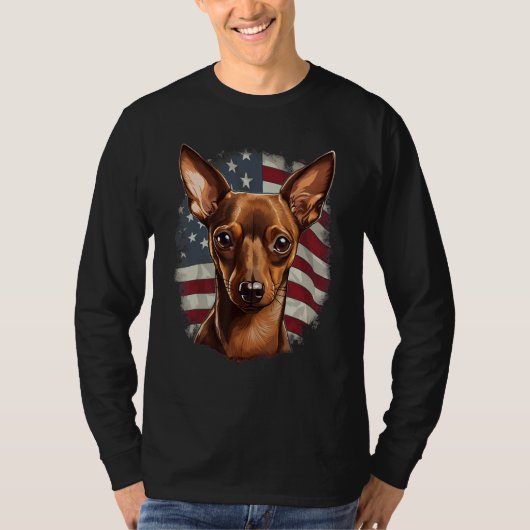 4th Of July US Flag Miniature Pinscher Dog T-shirt (Voorkant)