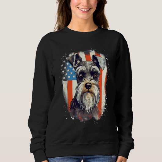 4th Of July US Flag Miniature Schnauzer Dog 3 Trui (Voorkant)