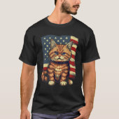 4th Of July US Flag Munchkin Cat T-shirt (Voorkant)