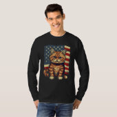 4th Of July US Flag Munchkin Cat T-shirt (Voorkant volledig)