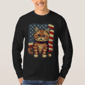4th Of July US Flag Munchkin Cat T-shirt (Voorkant)