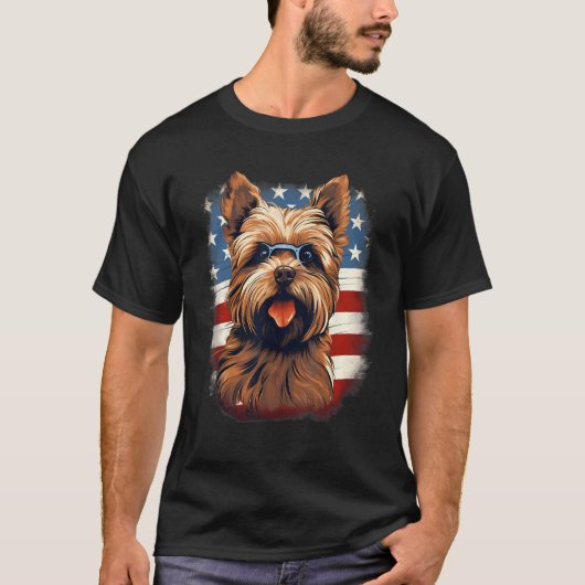 4th Of July US Flag Norfolk Terrier Dog T-shirt (Voorkant)