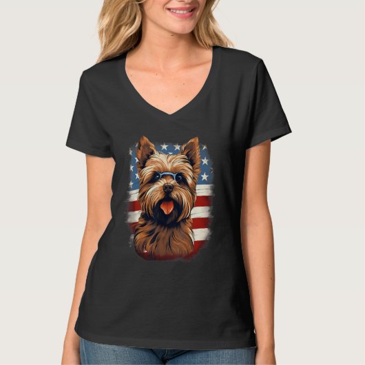 4th Of July US Flag Norfolk Terrier Dog T-shirt (Voorkant)