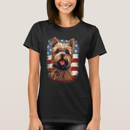 4th Of July US Flag Norfolk Terrier Dog T-shirt (Voorkant)