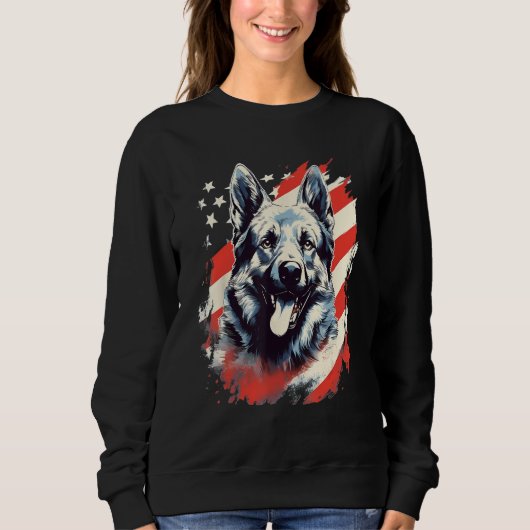 4th Of July US Flag Norwegian Elkhound Dog Trui (Voorkant)