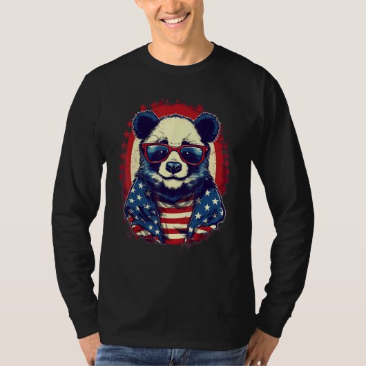 4th Of July US Flag Panda T-shirt (Voorkant)