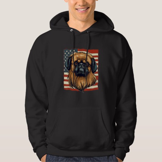 4th Of July US Flag Pekingese Dog Hoodie (Voorkant)