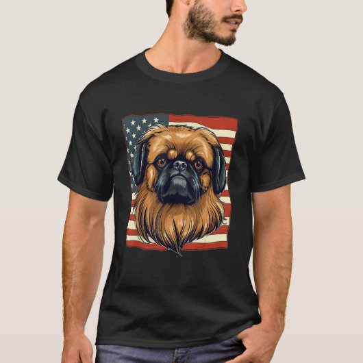 4th Of July US Flag Pekingese Dog T-shirt (Voorkant)