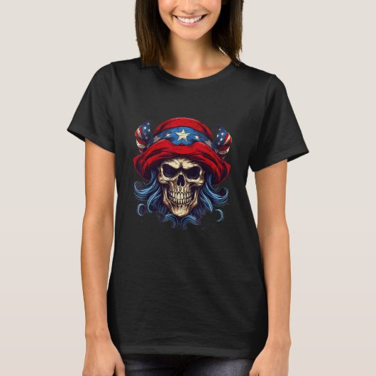4th Of July US Flag Pirate T-shirt (Voorkant)