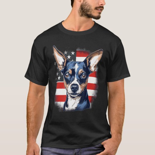 4th Of July US Flag Rat Terrier Dog 1 T-shirt (Voorkant)