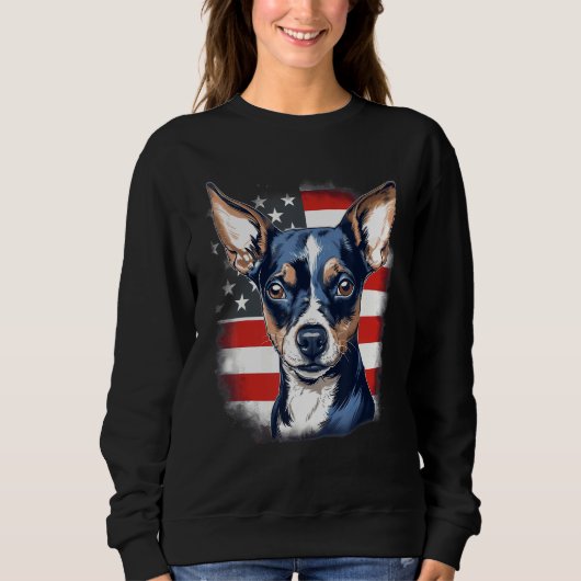 4th Of July US Flag Rat Terrier Dog 1 Trui (Voorkant)