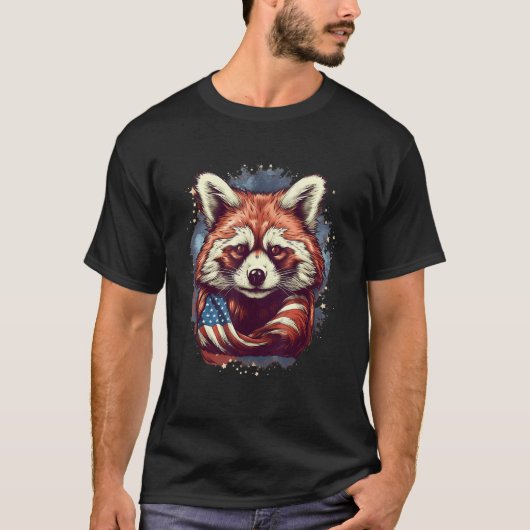 4th Of July US Flag Red Panda 2 T-shirt (Voorkant)