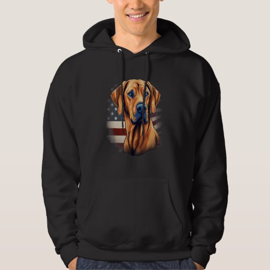 4th Of July US Flag Rhodesian Ridgeback Dog 1 Hoodie (Voorkant)