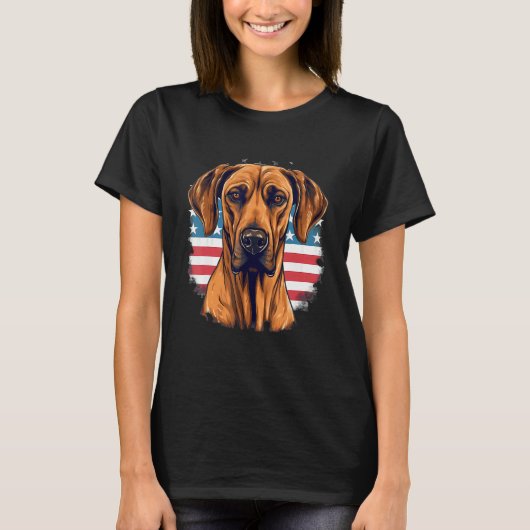 4th Of July US Flag Rhodesian Ridgeback Dog T-shirt (Voorkant)