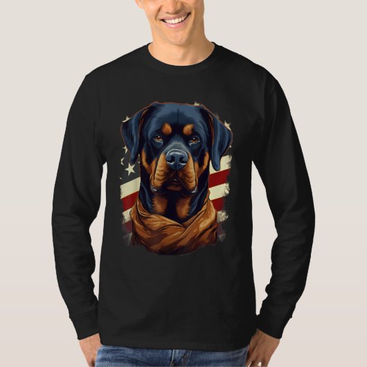 4th Of July US Flag Rottweiler Dog 1 T-shirt (Voorkant)