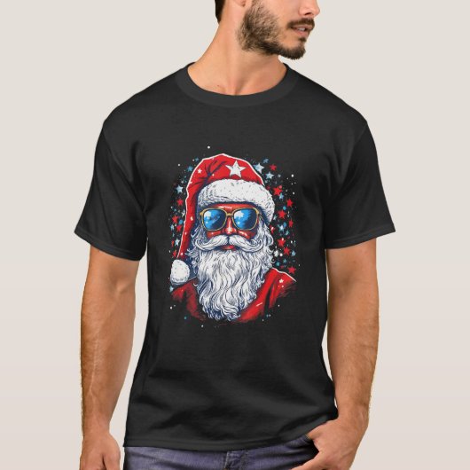 4th Of July US Flag Santa Claus 2 T-shirt (Voorkant)
