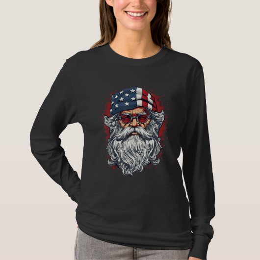 4th Of July US Flag Santa Claus 3 T-shirt (Voorkant)