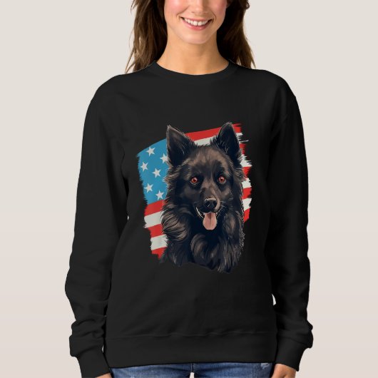 4th Of July US Flag Schipperke Dog 1 Trui (Voorkant)