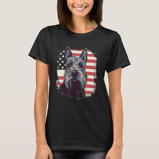 4th Of July US Flag Scottish Terrier Dog 3 T-shirt (Voorkant)