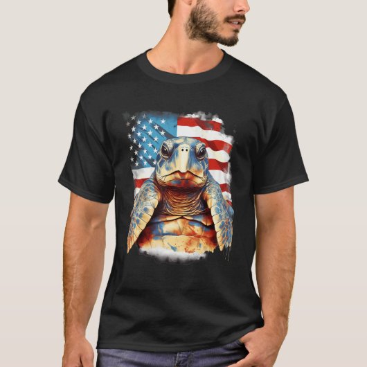 4th Of July US Flag Sea Turtle 1 T-shirt (Voorkant)