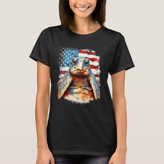 4th Of July US Flag Sea Turtle 1 T-shirt (Voorkant)