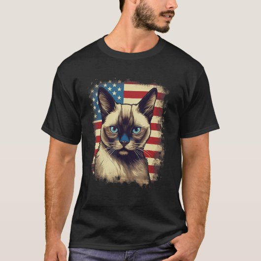 4th Of July US Flag Siamese Cat T-shirt (Voorkant)