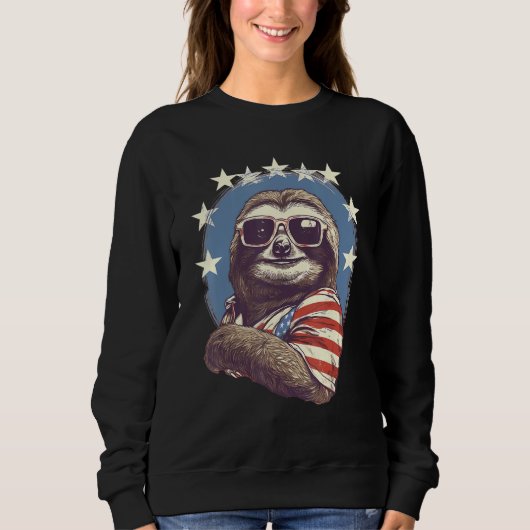 4th Of July US Flag Sloth Trui (Voorkant)