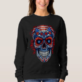 4th Of July US Flag Sugar Skull 1 Trui (Voorkant)