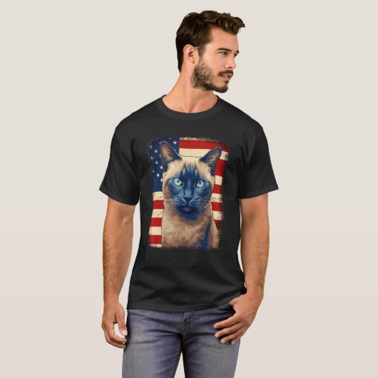 4th Of July US Flag Tonkinese Cat T-shirt (Voorkant volledig)