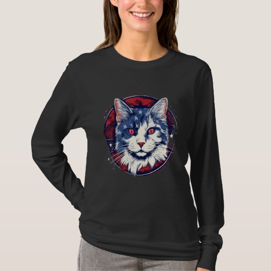 4th Of July US Flag Turkish Van Cat T-shirt (Voorkant)